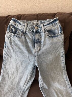 Zara Washed Denim High-Rise Jeans - Faded Blue